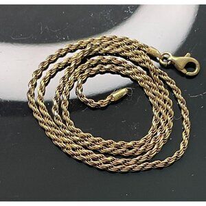 Vintage UTC Italy 925 Sterling Silver Gold Vermeil Rope Chain Necklace 18" 5.7g